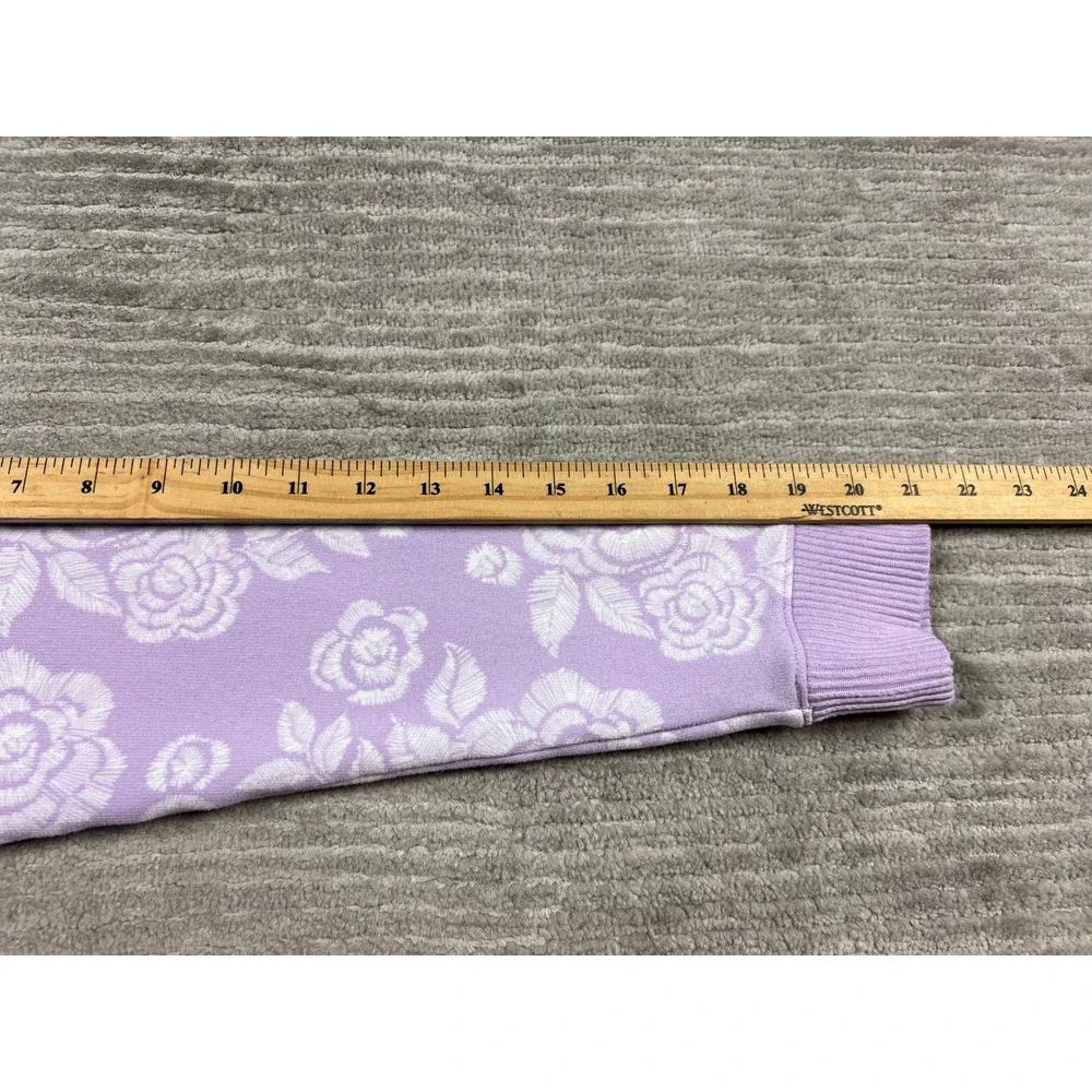 LC Lauren Conrad Sweatshirt Women Small Purple Floral Rose Sleepwear Top Relaxed